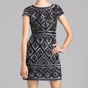 Short Sleeve Beaded Dress by Adrianna Papell